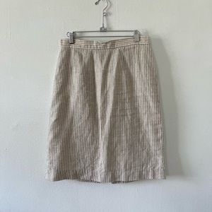 Oat & Black Stripe Linen Pencil Skirt